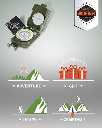 AOFAR AF-4074 Military Compass for Hiking,Lensatic Sighting Waterproof,Durable,Inclinometer for Camping,Boy Scount,Geology Activities Boating - color: Camouflage