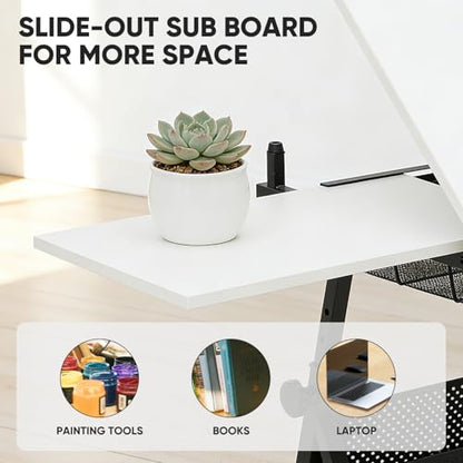 Magshion Drafting Table for Adults w/Stool, White - color: White & Black