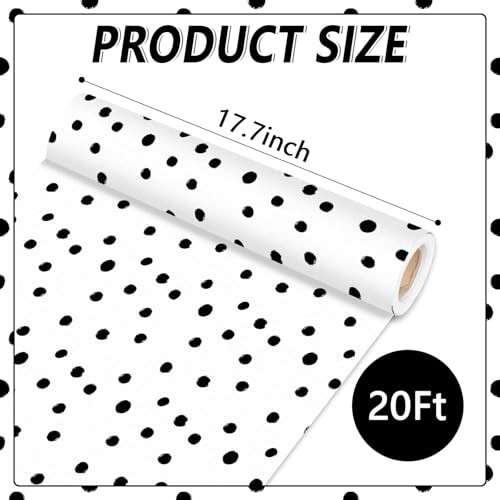 Qyeahkj Black Dot Bulletin Board Paper Roll Black Polka Dot Bulletin Board Background Paper Fade Resistant Classroom Decoration Poster Art Craft Home Wall Education Decor Supplies 17.7in x 20ft - style: Black Dot