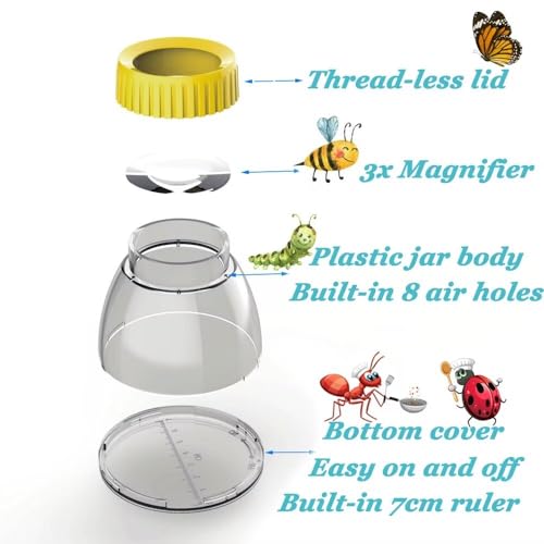 4Pack Bug Cather 5X Magnifyer Insect Jar Observation Bug Viewer Kit