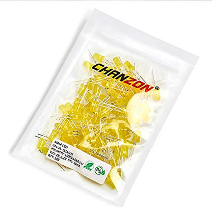 CHANZON 100 pcs 5mm Yellow Diffused LED Diode Lights(DC 2V 20mA) - color: J) Yellow-yellow (100pcs)