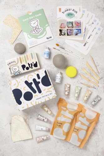 Pott'd Pottery Kit, Air Dry Clay Kit for Adults & Beginners - style: Minimalist Paints