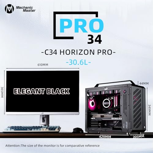 Mechanic Master C34Pro Portable Compact ATX/E-ATX Gaming PC Case Black - color: black