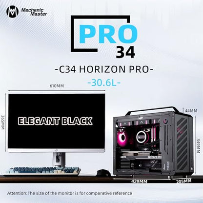Mechanic Master C34Pro Portable Compact ATX/E-ATX Gaming PC Case Black - color: black