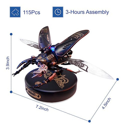 3D Metal Puzzles for Adults, DIY Model Kits to Build, 115 Pieces Mechanical Puzzle Stag Beetle, STEM Toy, for Adults（Stag Beetle）