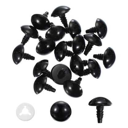 PATIKIL 20mm Safety Eyes, 20 Pcs Plastic Craft Protective Film Safety Eye with Washers for Stuffed Animals Crochet Toys Dolls DIY Craft Making, Black - size: 20mm
