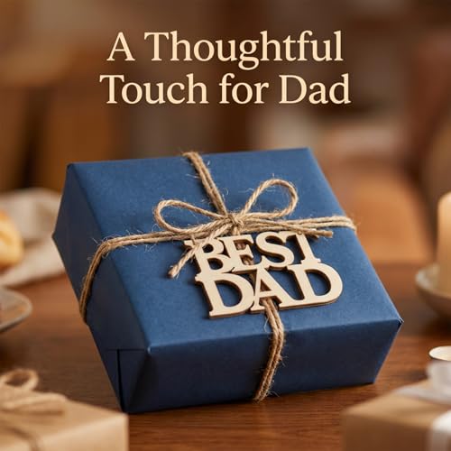 MAQIHAN Fathers Day Crafts Wooden Ornaments 20 Pcs - Best DAD Wood Cutouts - size: BEST DAD