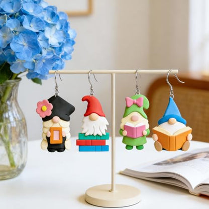 15Pcs Gnome Polymer Clay Cutters Flame Dwarf Reading Clay Earrings Cutters Polymer Jewelry Cutter for Earrings Making Party Festival DIY Supplies - color: Dwarf Reading
