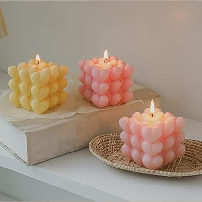 Bubble Candle Molds - Silicone Mold for Candles Making, DIY 3D Moulds for Soy Wax, Beeswax, Scented Candle, Valentine's Day Gifts (Heart Bubble) - color: Heart Bubble