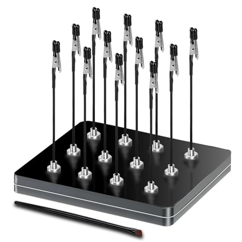 Magnetic Helping Hands for Soldering with 12 Flexible Magnetic Clips - All-in-One Steel Box Station with Brush, Ideal as a Model Painting Stand, Soldering, PCB, and Crafts (Black) - color: Black, size: M