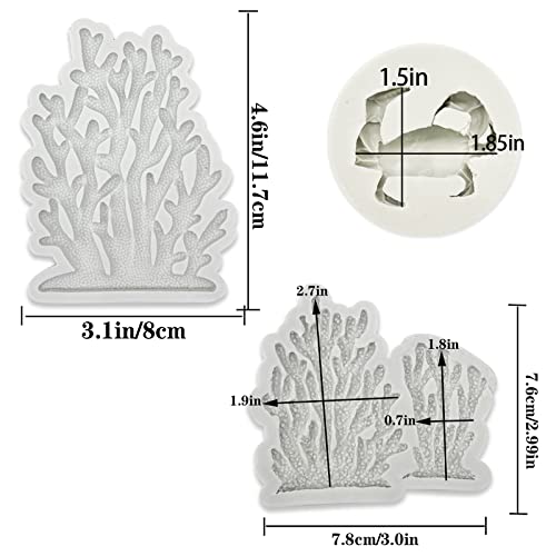 5 PCS Marine Theme Fondant Silicone Mold Seaweed Coral shell crab Shape DIY Handmade Baking Tools, For Theme Cake Cookie Chocolate Candy Decoration Fondant Polymer Clay - style: Coral styles