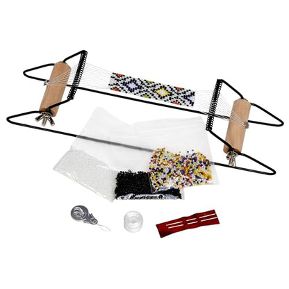 The Beadsmith Metal Bead Loom Kit, Includes Loom (12.5" x 2.5" x 3"), Thread, Needles, and 18 Grams Glass Beads for Bracelets, Necklaces, Belts, and More - size: 12.5" x 2.5" x 3"