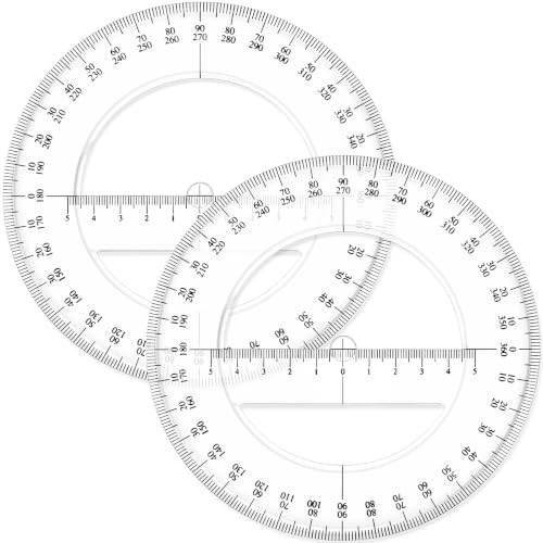 2 Pack 360 Degree Protractor, 6 Inch Multifunctional Drawing Ruler, Classic - style: Classic