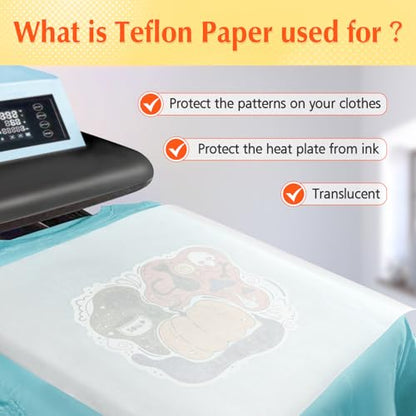TransOurDream 30 Sheets Teflon Paper for Heat Press 11×17" - color: Teflon Paper, size: 30 Sheets