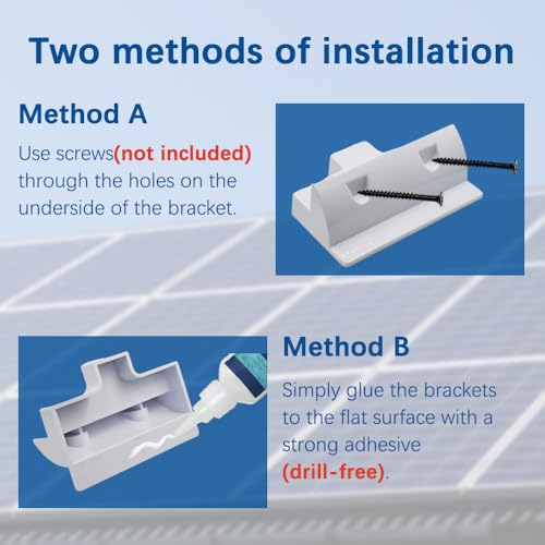 4pcs Solar Panel Mounting Brackets Kit, Dill-Free, UV Resistant, for RV, Truck, Camper, Boat (4 pcs Corner mounting Brackets, White)