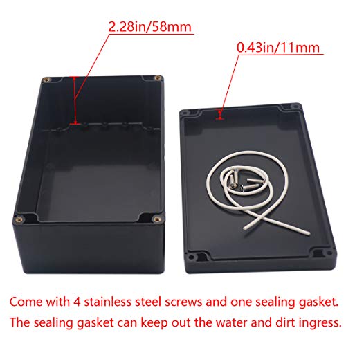 Junction Box IP65 Waterproof ABS Plastic Electrical Project Case Power Junction Boxes, Project Box with 4 PCS M16 Cable Glands 7.87 x4.72 x2.95 inch (200x120x75 mm) - color: Black, size: 7.87"x4.72"x2.95"