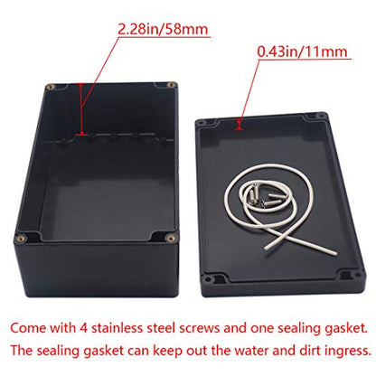 Junction Box IP65 Waterproof ABS Plastic Electrical Project Case Power Junction Boxes, Project Box with 4 PCS M16 Cable Glands 7.87 x4.72 x2.95 inch (200x120x75 mm) - color: Black, size: 7.87"x4.72"x2.95"