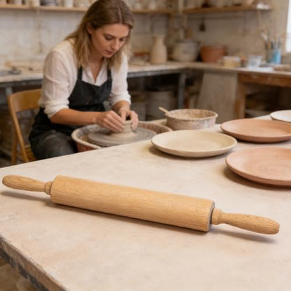 Professional Clay Rolling Pin, 17 Inch Non-Stick Clay Roller for Pottery and Slab Making –Duty Pottery Tool with Ergonomic Handles, Essential for Art Studios - color: Clay RollingPin-01