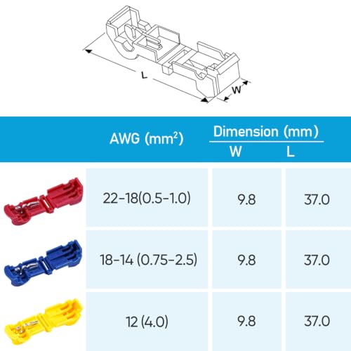 TICONN T Tap Wire Connectors, T Wire Quick Splice Connector, T Connectors for Wiring with Storage Case (Red 80 Pcs) - style: Red 80 Pcs