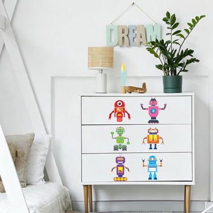 24 Sheets Robot Make a Face Sticker, Make Your Own Robot Stickers Mix and Match Sticker for Home School Classroom Crafts Activities Reward Birthday Party Favors - style: Robot