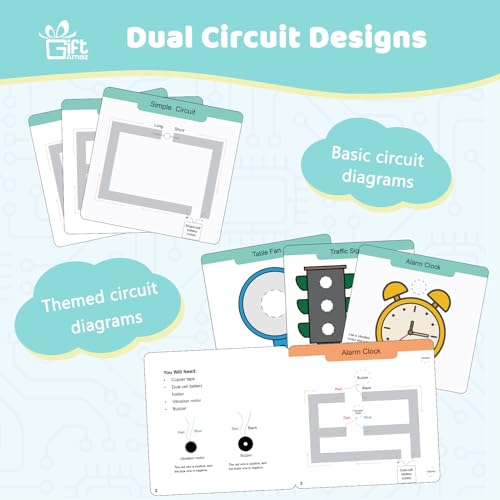 GiftAmaz Paper Circuits Kit for Kids, STEM Electric Circuit Motors Kit - style: Real-Life Themed Paper Circuits Kit