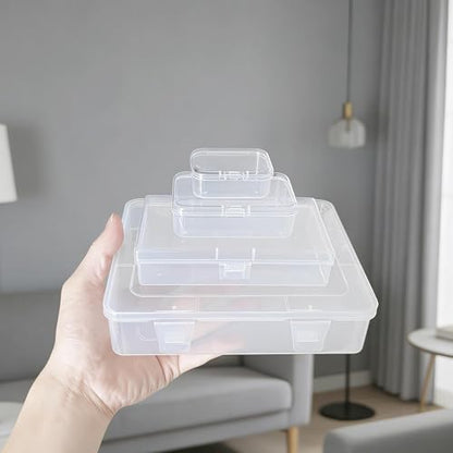 9 Pack Clear Plastic Storage Boxes with Snap-Lock Lids, Assorted Sizes Mini Organizer Containers with Bonus Marking Labels for DIY Crafts, Beads,Charms,Stickers, SMT Components,Hardware - size: 9 Pcs Mixed Sizes