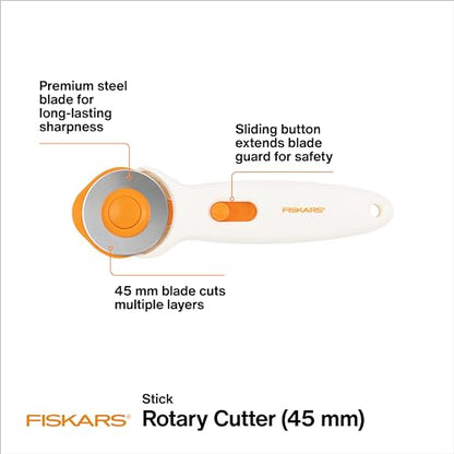 Fiskars 45mm Stick Rotary Cutter for Fabric, Arts and Crafts & Sewing - color: Premium Stick