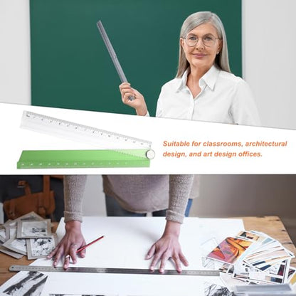 HARFINGTON 2pcs Folding Straight Ruler 30cm Metric Aluminum Alloy Protractor Foldable Angle Ruler Geometric Measuring Tool for Architects Artists Office, Green/Black - color: Green/Black