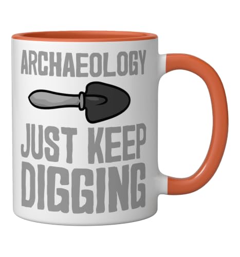 Cool Archaeology For Men Women History Anthropology Ceramic Mug, Orange/White, 11oz - color: Orange/White, size: 11 Ounces