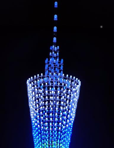 Led Canton Tower Model DIY Electronic Kit, LED Cube Model Handmade Soldering Project Kit, 64 LED Circles, Height 1 Meter. (GZT-64) - size: GZT-64