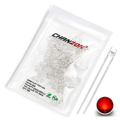 CHANZON 100 pcs 3mm Red LED Diode Lights (DC 2V 20mA) - color: B) Red (100pcs)