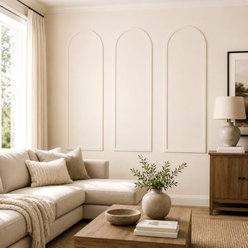 Nuanchu 3 Set 50 x 22 Inches Arch Mdf Board and Batten Wall Panel Kit Premade Wainscoting Wall Molding Kit Frame Accent Molding Pre Cut Trim for DIY Room Decor (Elegant Style) - size: 50 x 22 Inches