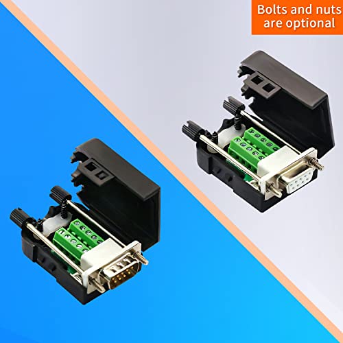 1 Set DB9 Male Female Solderless RS232 Terminal Breakout Connector - size: Male+Female