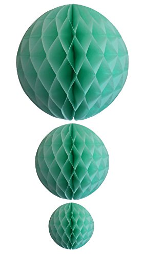 Devra Party Mint Green Honeycomb Balls Set (12 inch, 8 inch, 5 inch) - color: Mint