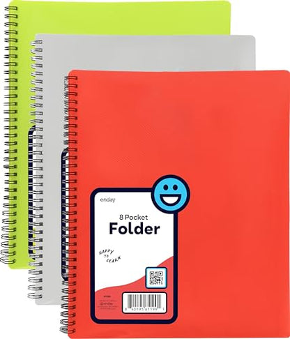 Poly 8 Pocket Organizer File Folder Letter Legal Document Organizer Perfect for Office, College, School and More (Pack of 3) - By Emraw - size: 3 Pack