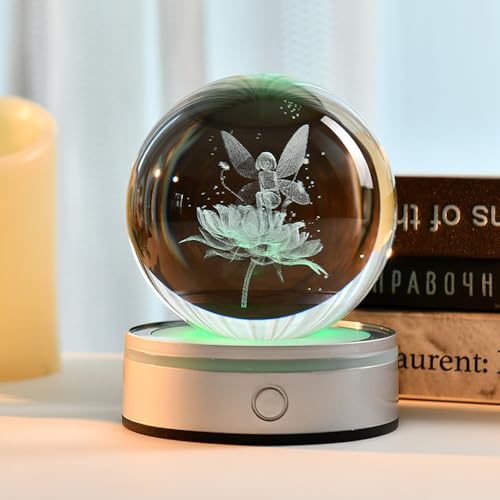 Fairy Gifts for Women 3D Fairy Crystal Ball Night Light - color: 3D Flower Fairy