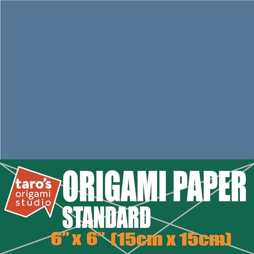 [Taro's Origami Studio] Standard 6 Inch One Sided Single Color (Blue Grey) 50 Sheets (All Same Color) Square Easy Fold Premium Japanese Paper for Beginner (Made in Japan) - color: Blue Grey