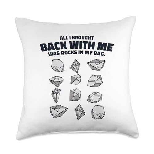 Best Rocks And Minerals Kit Guide Collection Gifts All Brought Back was Rocks in My Bag Mineral Collector Throw Pillow, 18x18, Multicolor - size: 18x18