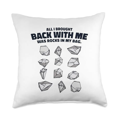 Best Rocks And Minerals Kit Guide Collection Gifts All Brought Back was Rocks in My Bag Mineral Collector Throw Pillow, 18x18, Multicolor - size: 18x18