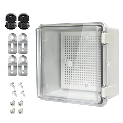 Junction Box IP65 Waterproof ABS Plastic Enclosure Hinged PC Clear Cover Electrical Project Box with Mounting Plate, Wall Brackets, Cable Glands 5.2" x 5.2" x 3.3" - color: Clear Cover, size: 5.2" x 5.2" x 3.3"