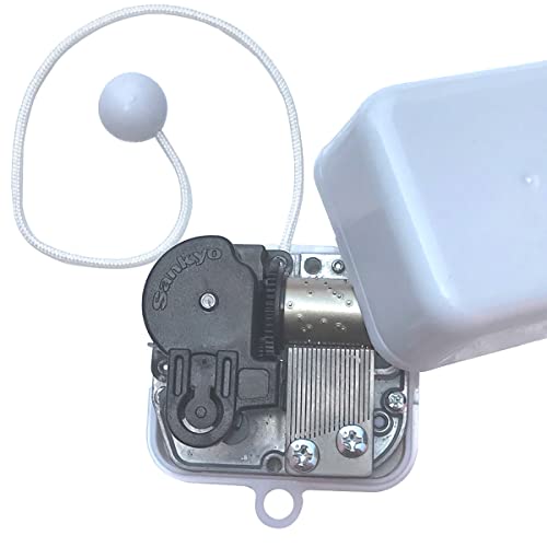 BinkeGG Play [ Silent Night ] White Plastic Pull String Cord Music Box with Sankyo Musical Movement - color: Tune: Silent Night