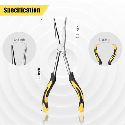 Long Needle Nose Pliers-11’’, for Home,Fishing, Jewelry,Crafts, 1pcs - size: One-11in