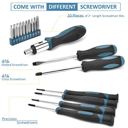 Sundpey 148 Pcs Portable Basic Hand Repair Home Tool Kit Set with Case Blue - color: Blue