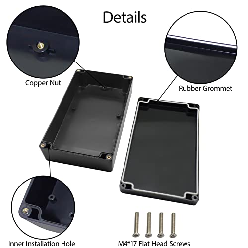 LeMotech Project Box ABS Plastic Junction Box IP65 Waterproof Hobby Box Electrical Boxes Universal Enclosure for Electronic Black 7.8 x 4.7 x 2.2 inch(200x120x56mm)（Pack of 1 - color: Black (1 pack), size: 7.8" x 4.7" x 2.2"