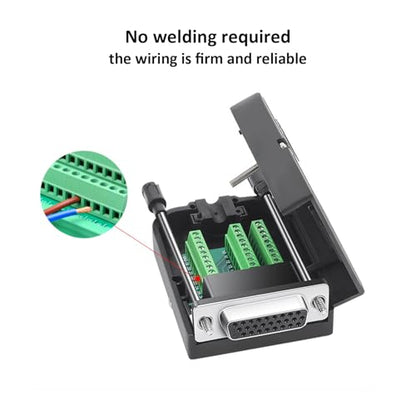 2Pcs DB26 Female Solderless Connector 3Row 26Pin Serial Terminal Adapter - style: Female