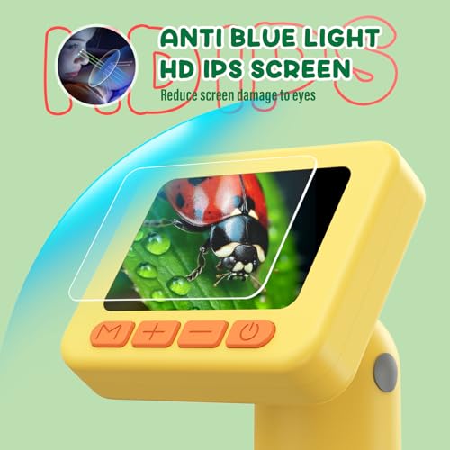 IMICHI Microscope for Kids 50X-1000X 2 inch IPS HD Screen, 32GB Storage Card, 1080P Video, 2-Hour Battery Life, Easy Carry, Slides Included - Perfect Science Kit Gift for Kids Ages 8-12 Yellow - color: Yellow