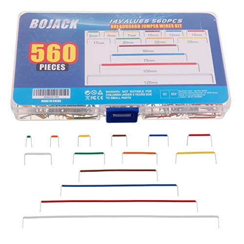 BOJACK 14 Vaules 560 pcs 2-125mm Solderless Flexible Breadboard Connecting Line Cables Breadboard Jumper Wires kit (Pack of 2) - size: 14 Vaules 2-125mm / 560 Pcs (Pack of 2)