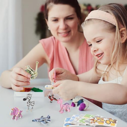 CCINEE 25 Pcs Educational 3D Cartoon Puzzles for Kids,3D Animal Learning Educational Paper Puzzle Game for DIY Crafts Gifts - style: Animal