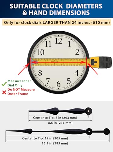 High Torque Clock Movement Kit, Extended Shaft for 24" to 28" Wall Clocks - size: Thread Length: 0.59 inch