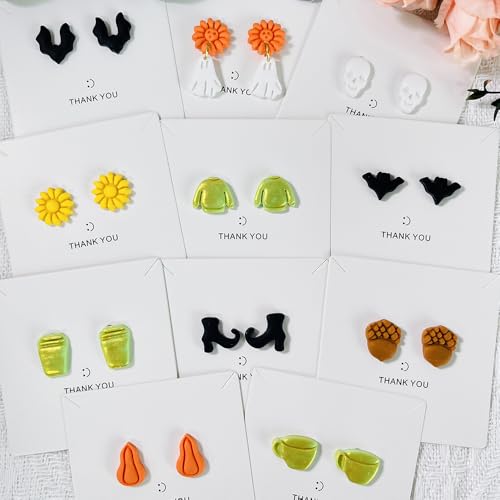 Xaekicr 12PCS Mini Halloween Clay Cutters for Polymer Clay Jewelry – Small Clay Earring Cutters, Fall Pumpkin Coffee Boot Shapes, Polymer Clay Tools & Molds Kit - color: 2F color